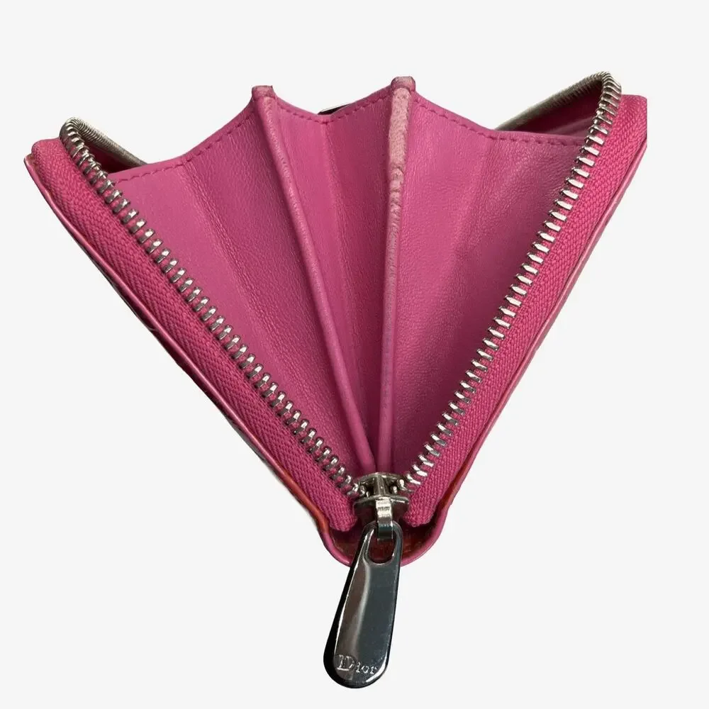 Christian Dior Pink Patent Leather Diorissimo Monogram Zip Around Wallet Italy